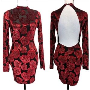 Privy Velvet Mini Dress M Floral Burnout Goth Whimsigoth Vamp Fairy Grunge 3144